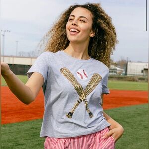 Queen of Sparkles Grey & Gold Baseball Tee